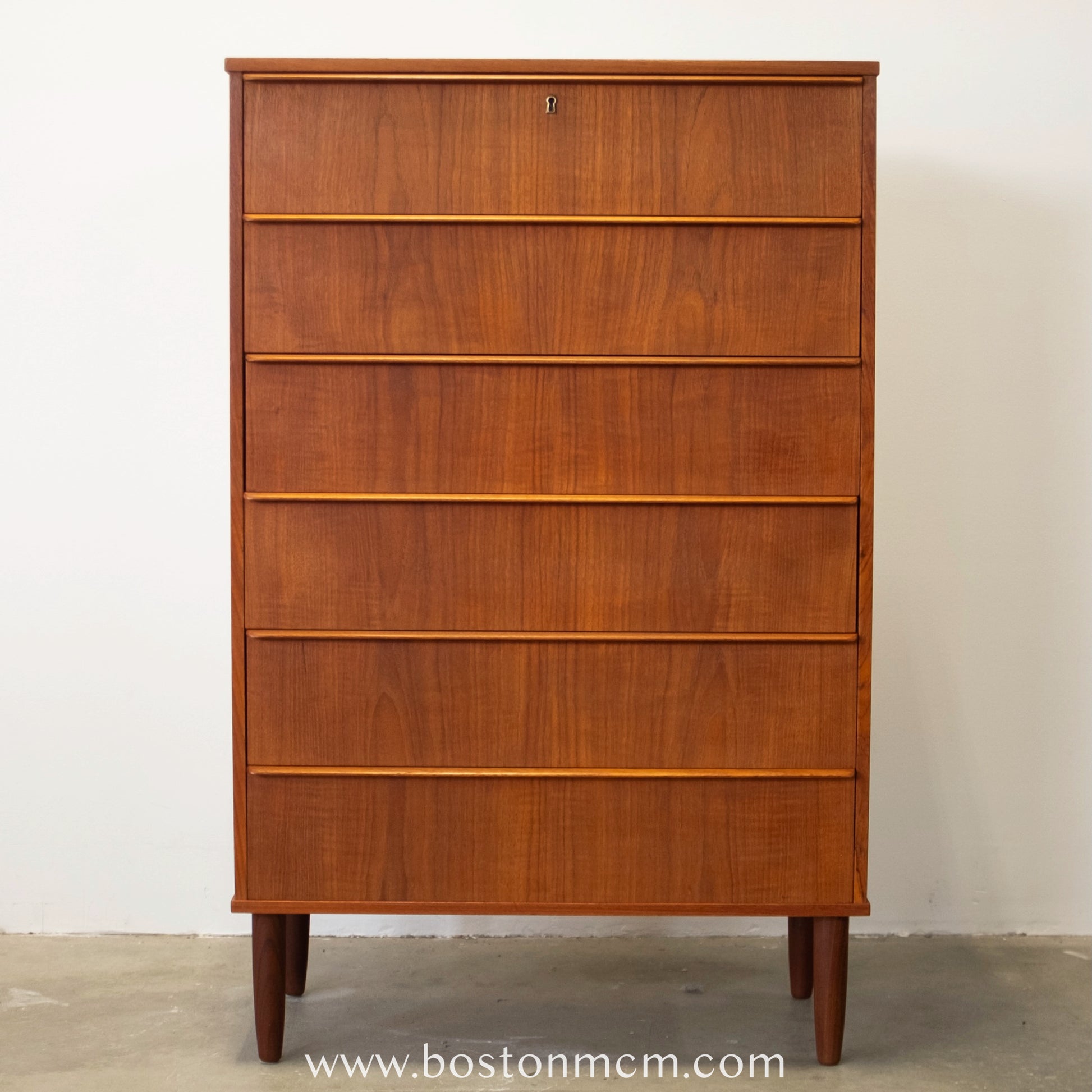 six drawer tall dresser Danish Teak Six Drawer Tall Dresser
