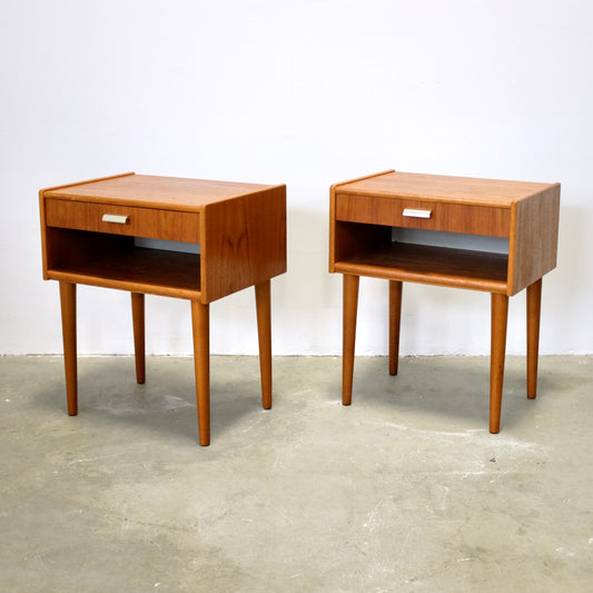 Pair of Scandinavian Nightstands with Metal Handles - #A1500