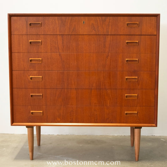 Danish Teak Six Drawer Dresser - #A1515