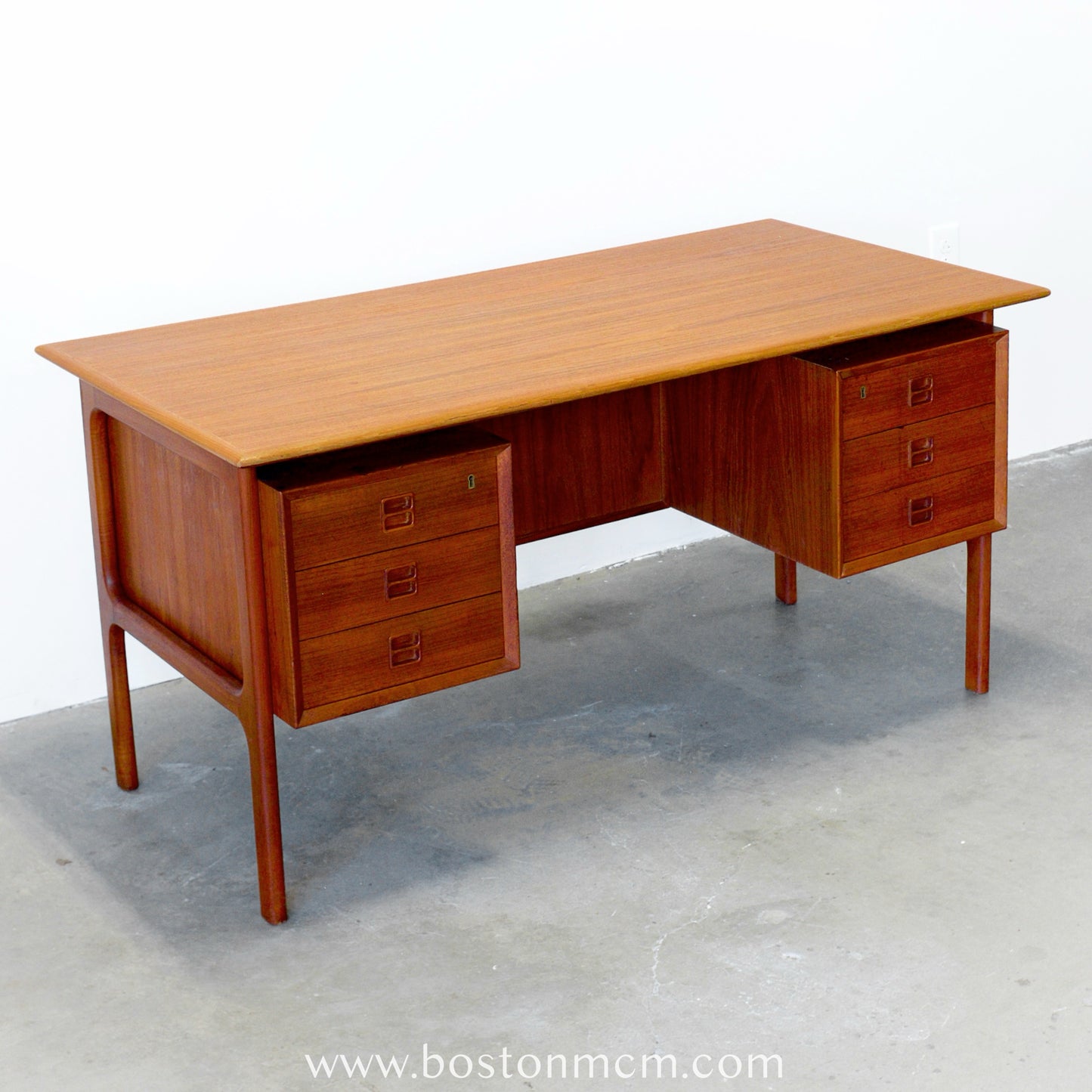 Brouer Møbelfabrik Model #100 Danish Teak Desk with Rear Storage - #A1693