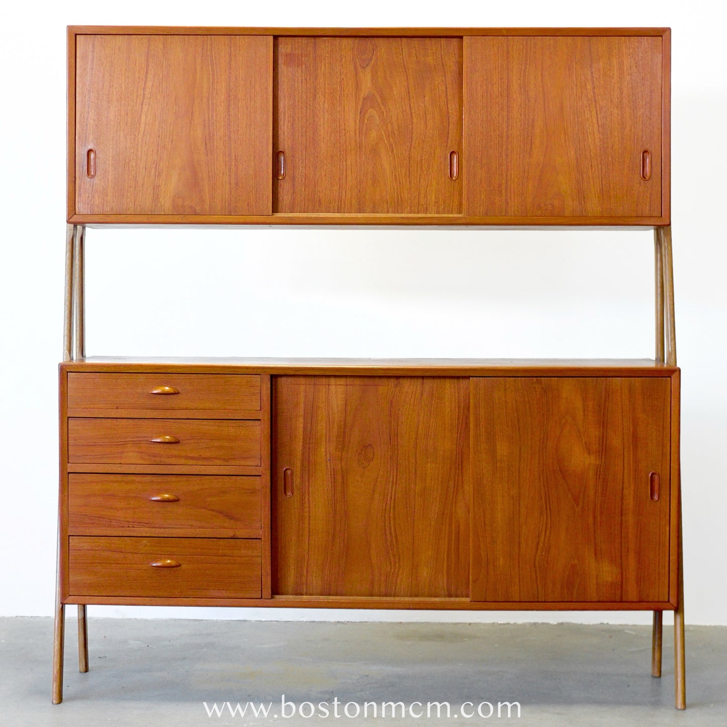 Double-Tiered Danish Teak Tall Sideboard / Highboard - #A1504