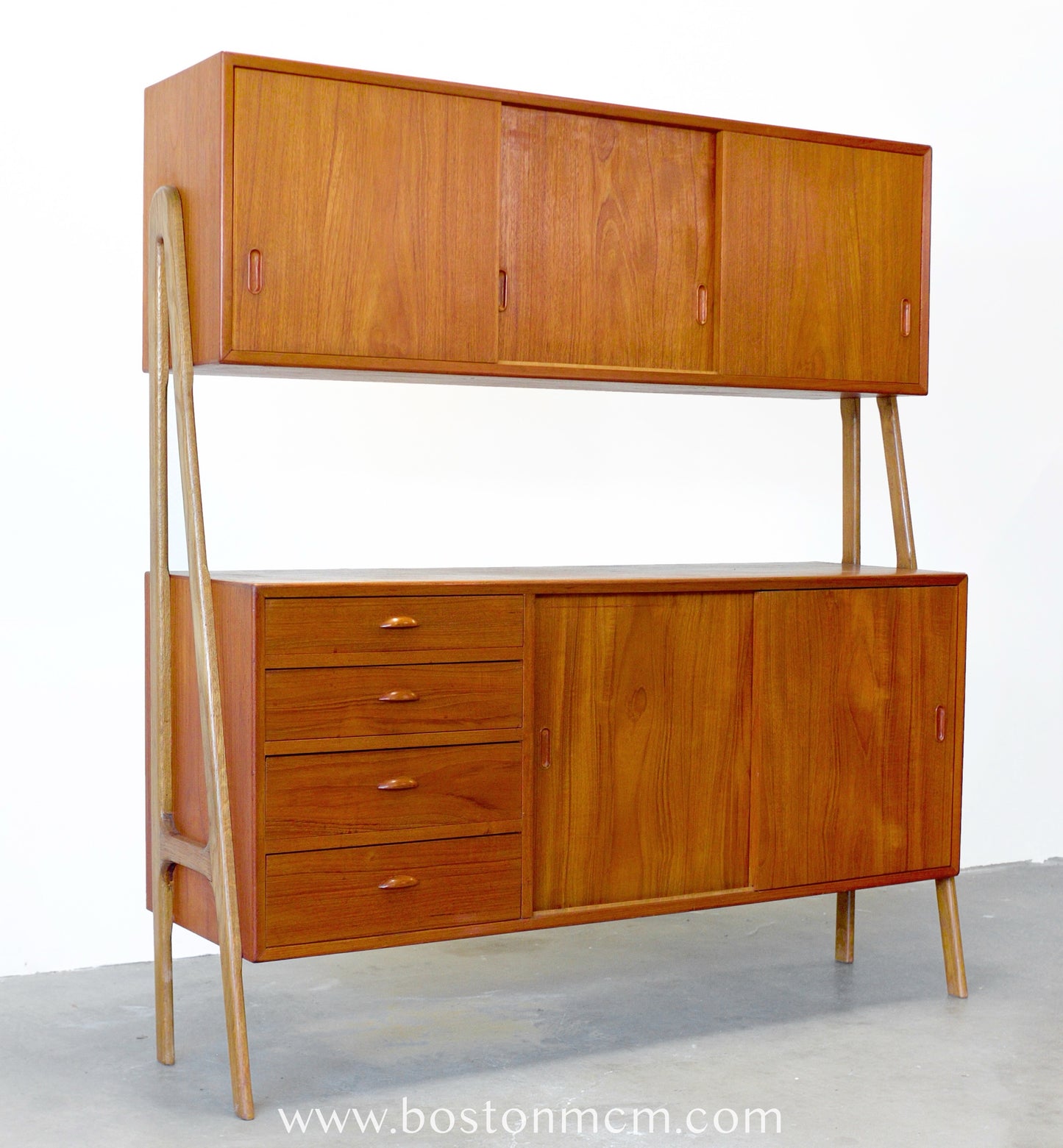 Double-Tiered Danish Teak Tall Sideboard / Highboard - #A1504