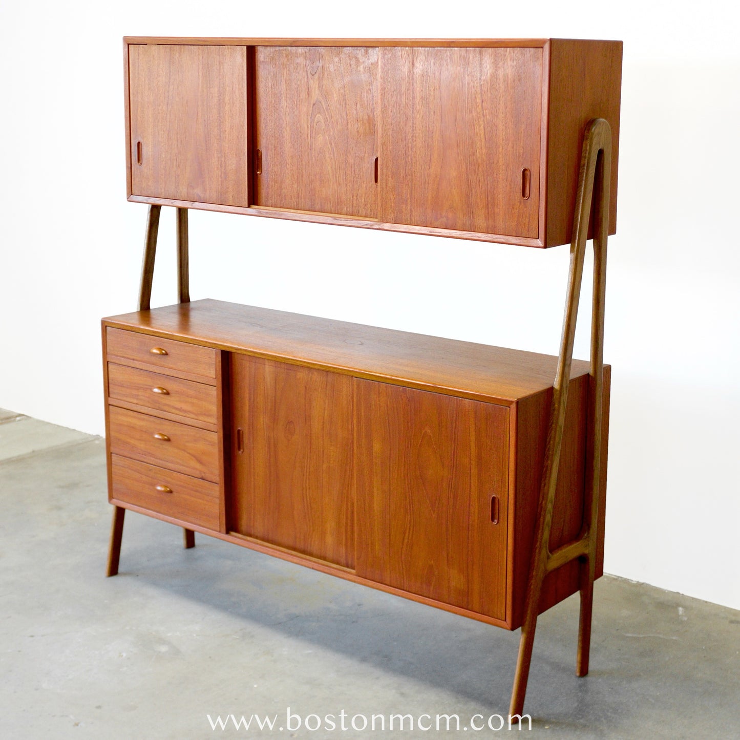 Double-Tiered Danish Teak Tall Sideboard / Highboard - #A1504