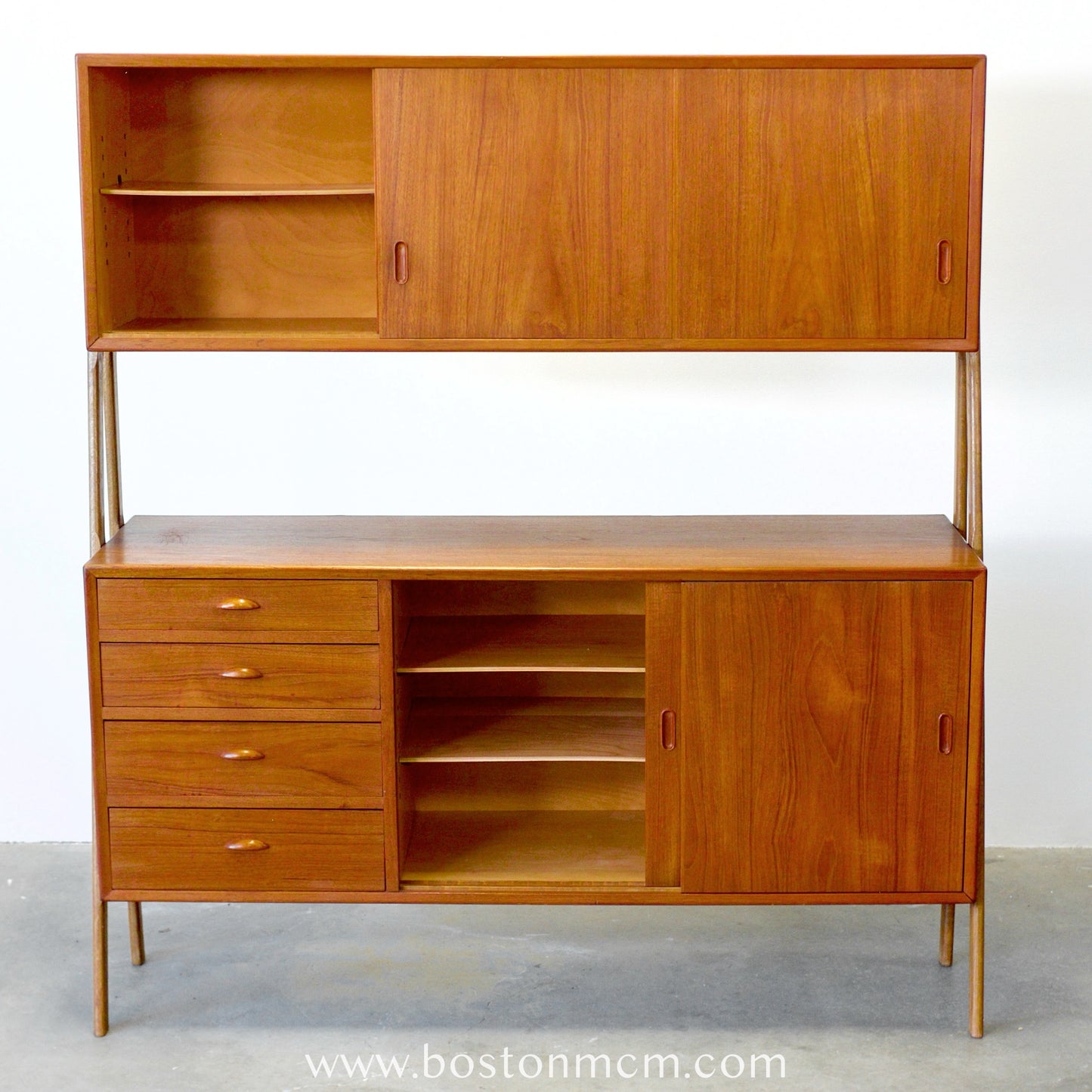 Double-Tiered Danish Teak Tall Sideboard / Highboard - #A1504