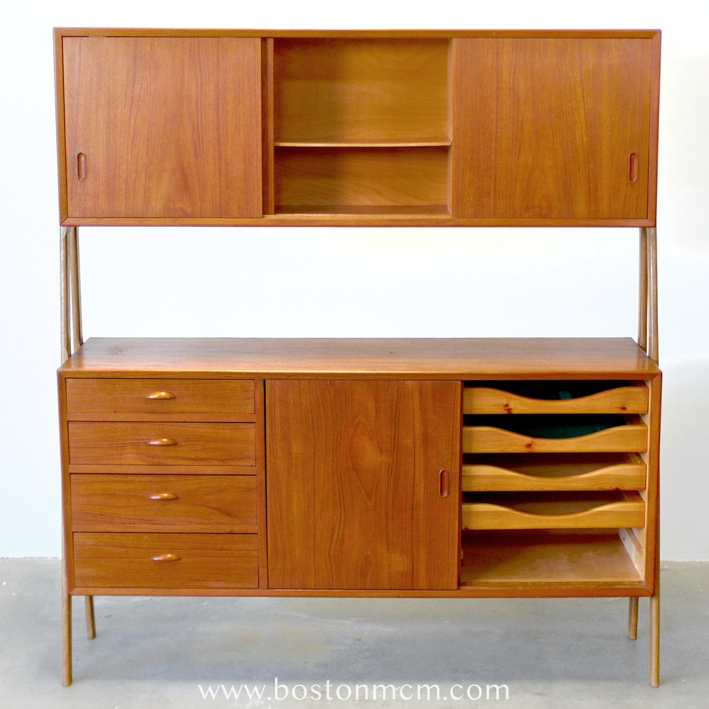 Double-Tiered Danish Teak Tall Sideboard / Highboard - #A1504