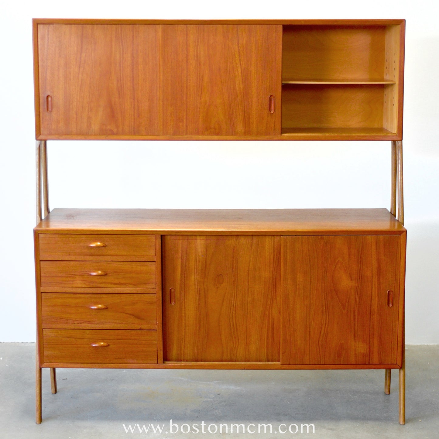 Double-Tiered Danish Teak Tall Sideboard / Highboard - #A1504
