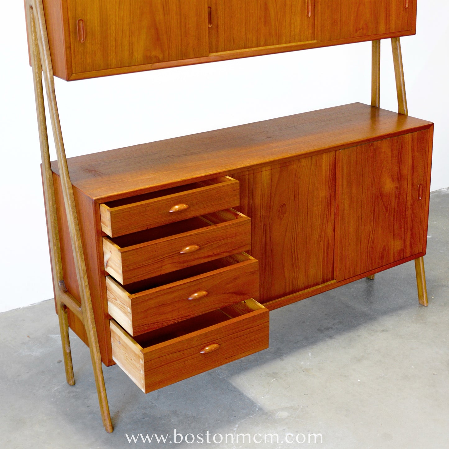Double-Tiered Danish Teak Tall Sideboard / Highboard - #A1504