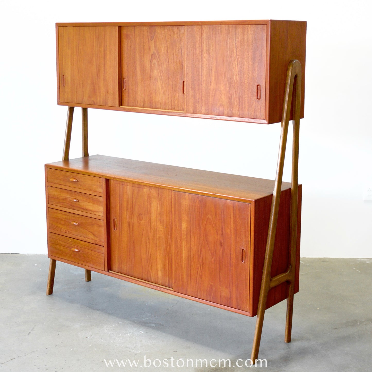 Double-Tiered Danish Teak Tall Sideboard / Highboard - #A1504