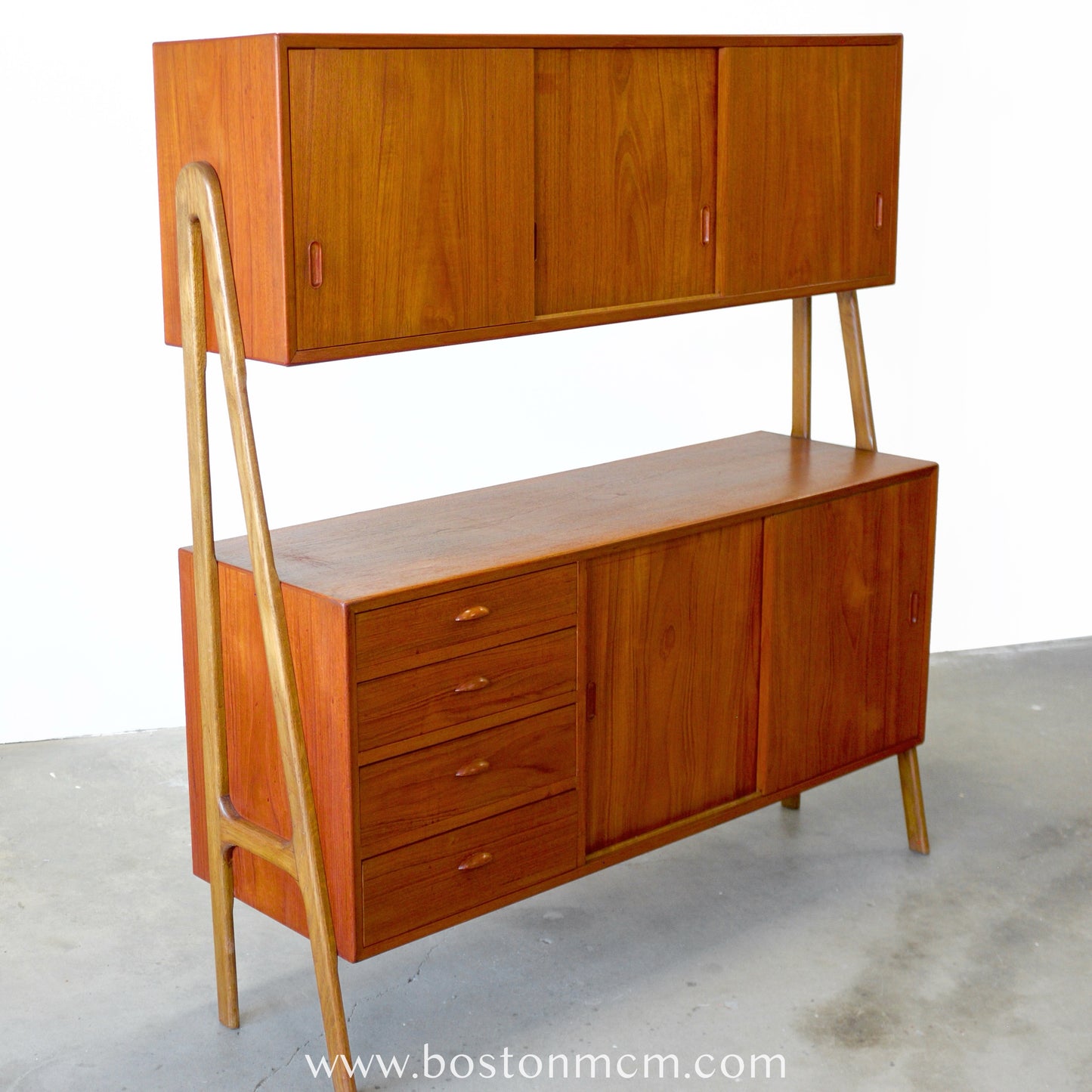 Double-Tiered Danish Teak Tall Sideboard / Highboard - #A1504