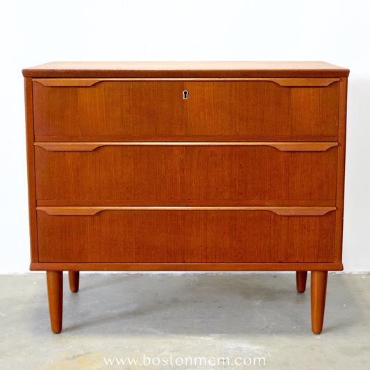 Danish Teak 3 Drawer Dresser /  Chest of Drawers - #A1787
