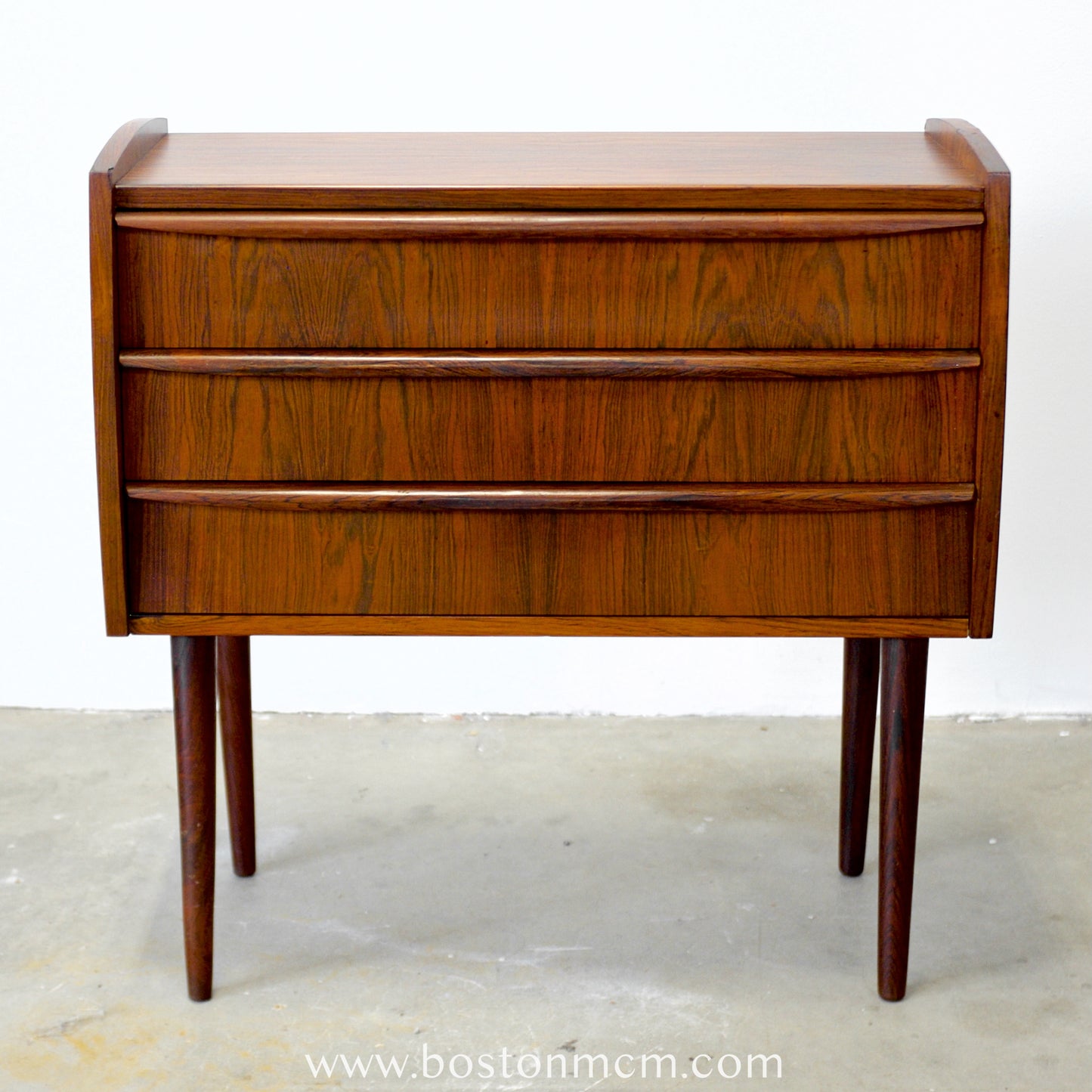 Danish Rosewood 3 Drawer Side Table / Nightstand - #A1808