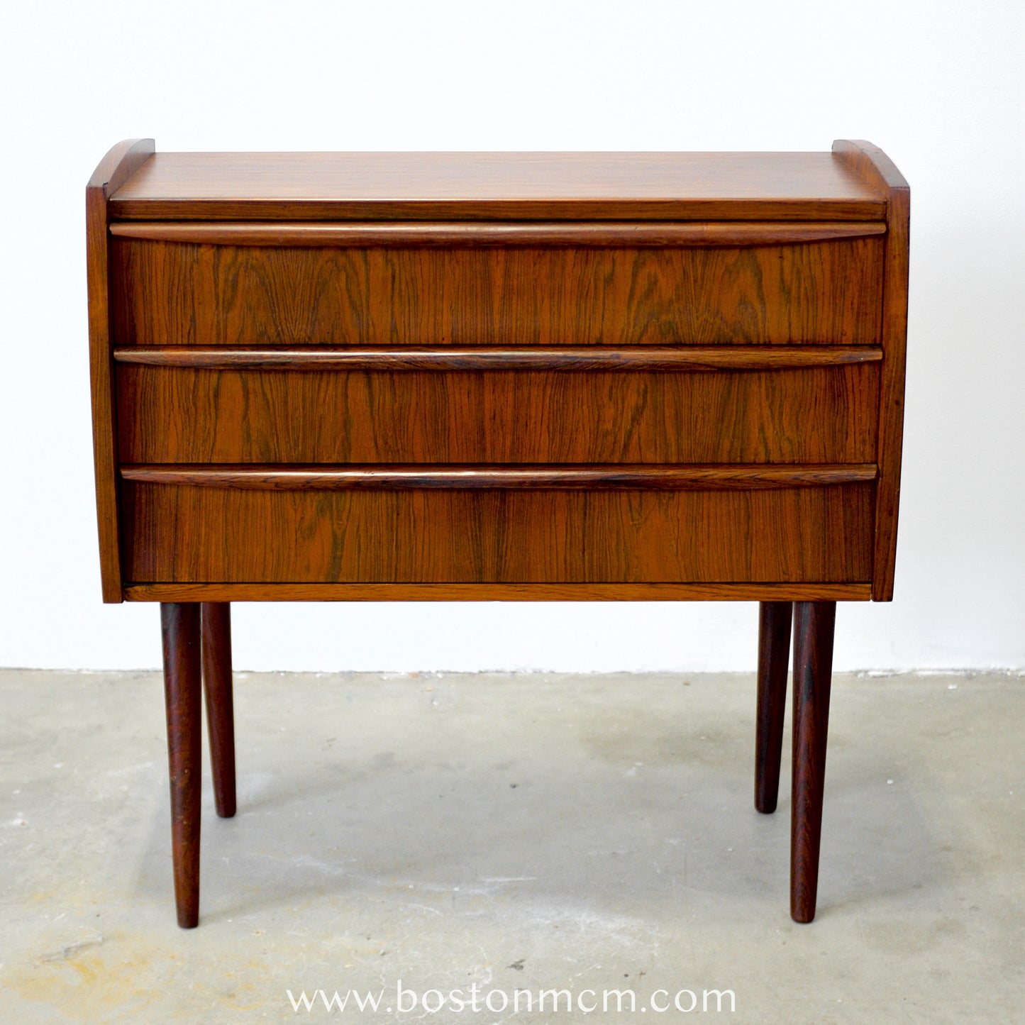 Danish Rosewood 3 Drawer Side Table / Nightstand - #A1808