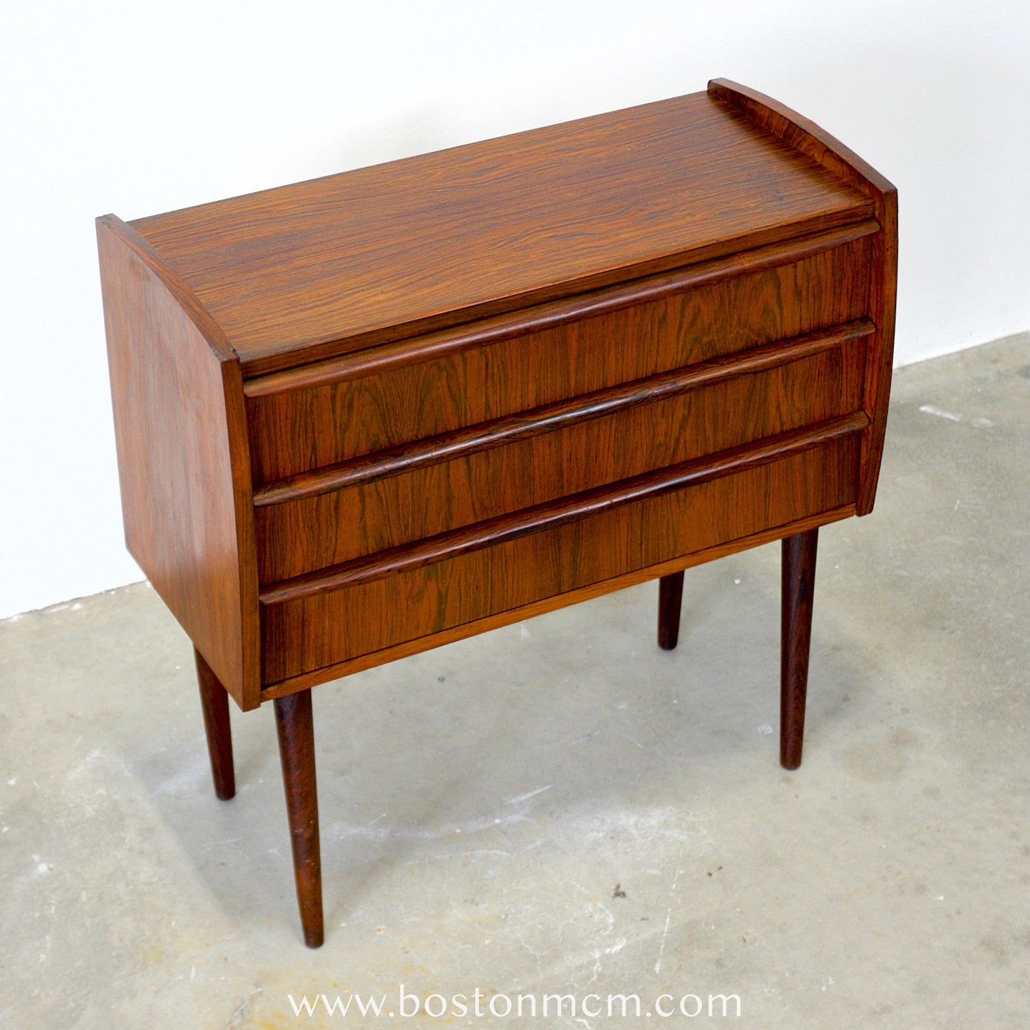 Danish Rosewood 3 Drawer Side Table / Nightstand - #A1808