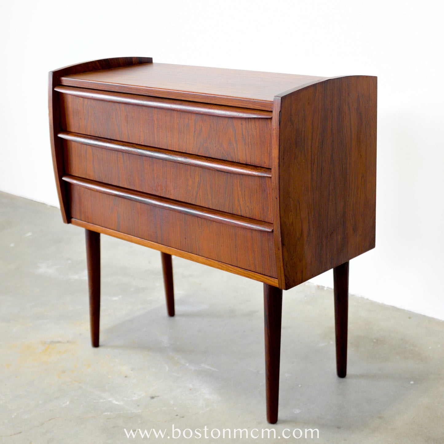 Danish Rosewood 3 Drawer Side Table / Nightstand - #A1808