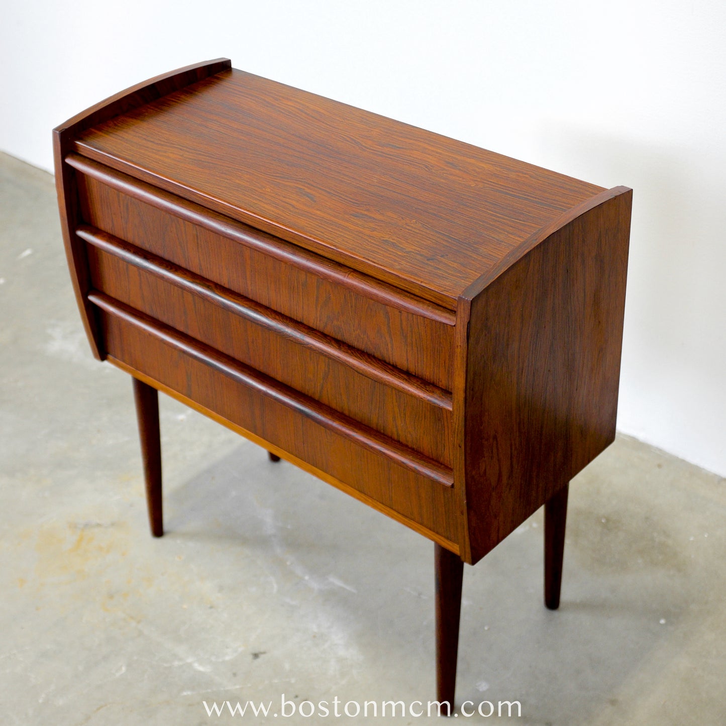 Danish Rosewood 3 Drawer Side Table / Nightstand - #A1808