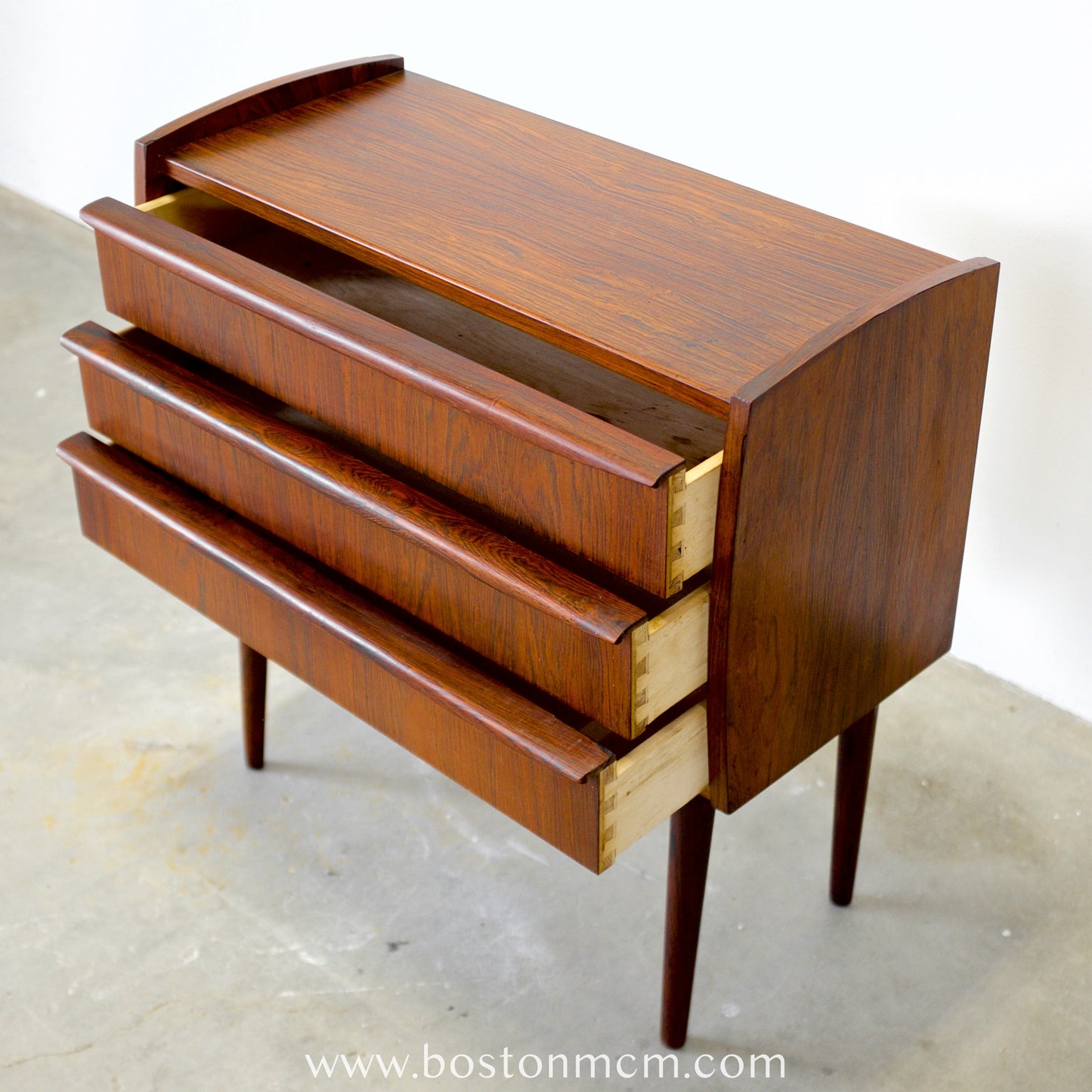 Danish Rosewood 3 Drawer Side Table / Nightstand - #A1808