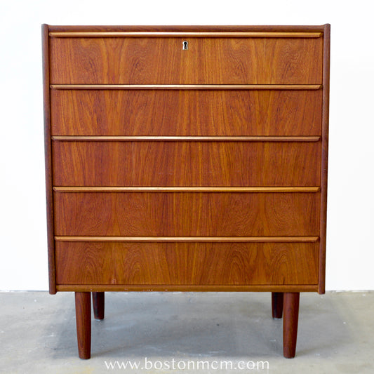 Danish Teak Five Drawer Dresser - #A1812