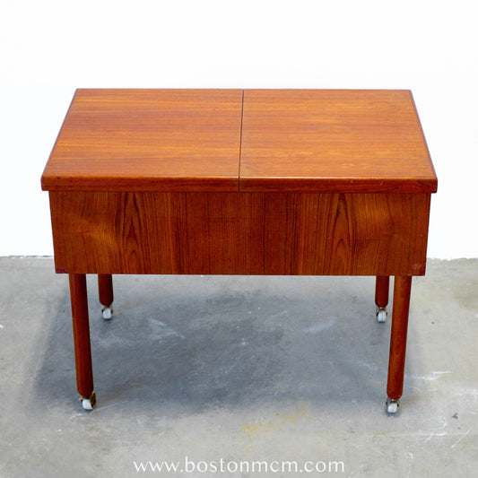 Danish Teak Sewing Table with Sliding Top - #A1829