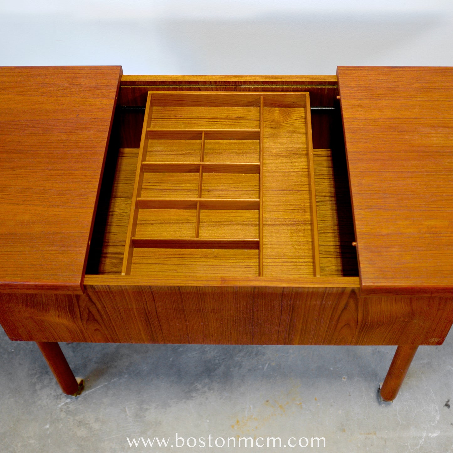 Danish Teak Sewing Table with Sliding Top - #A1829