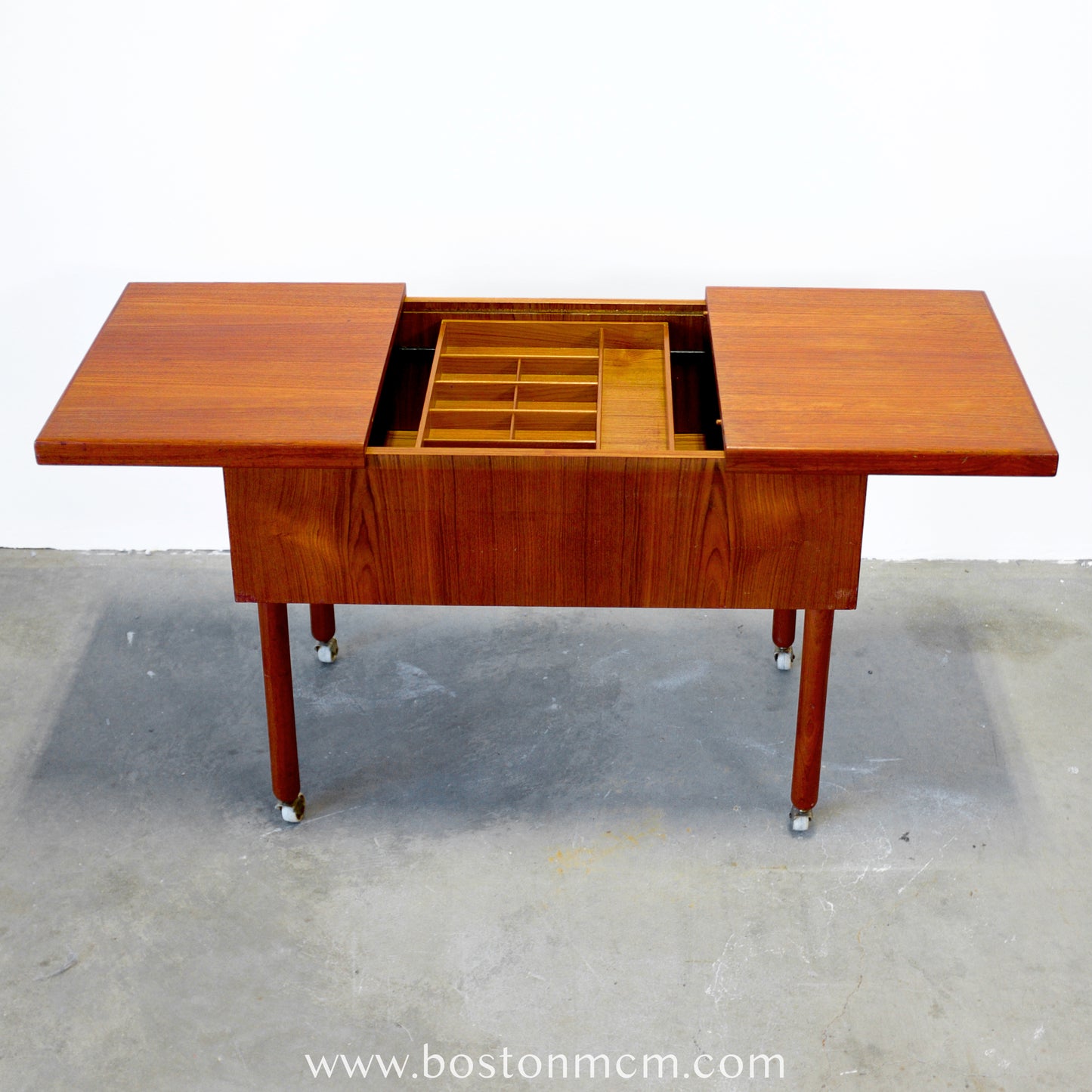 Danish Teak Sewing Table with Sliding Top - #A1829