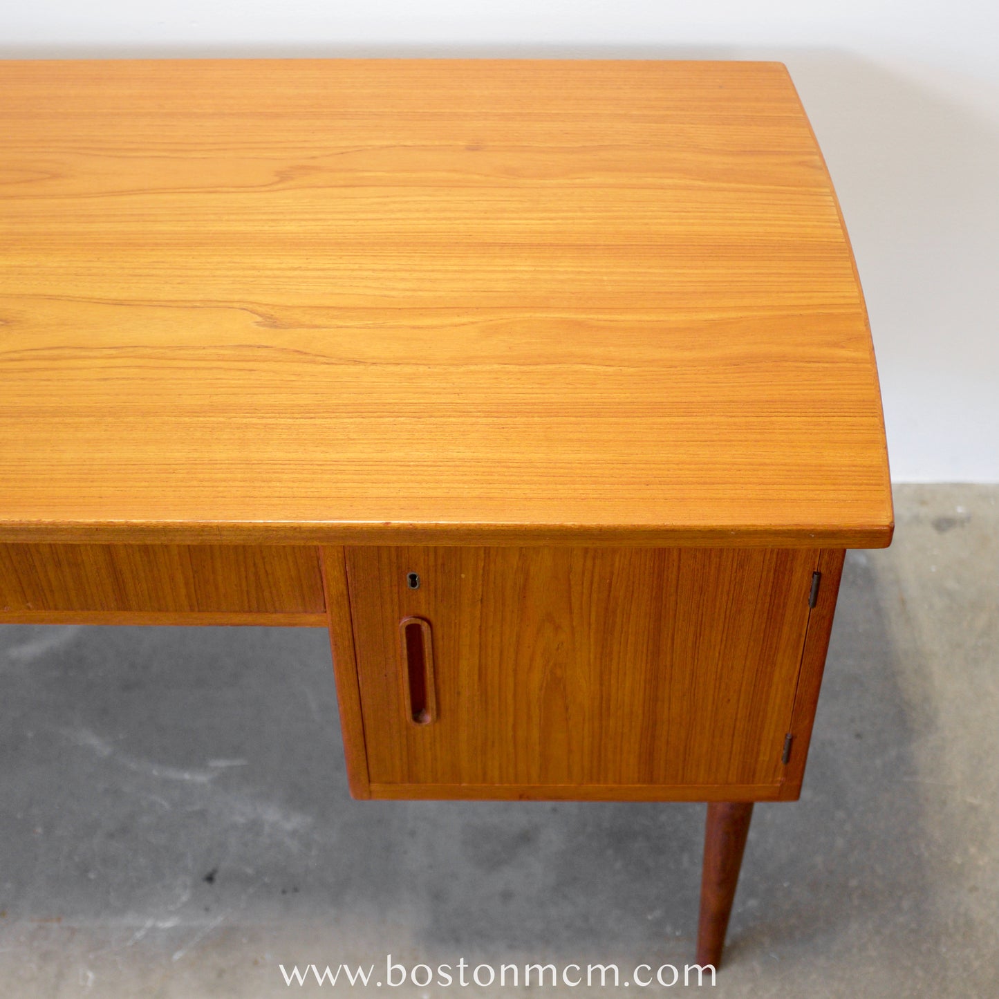 Danish Teak Desk with Curved Sides & Rear Storage - #A1510