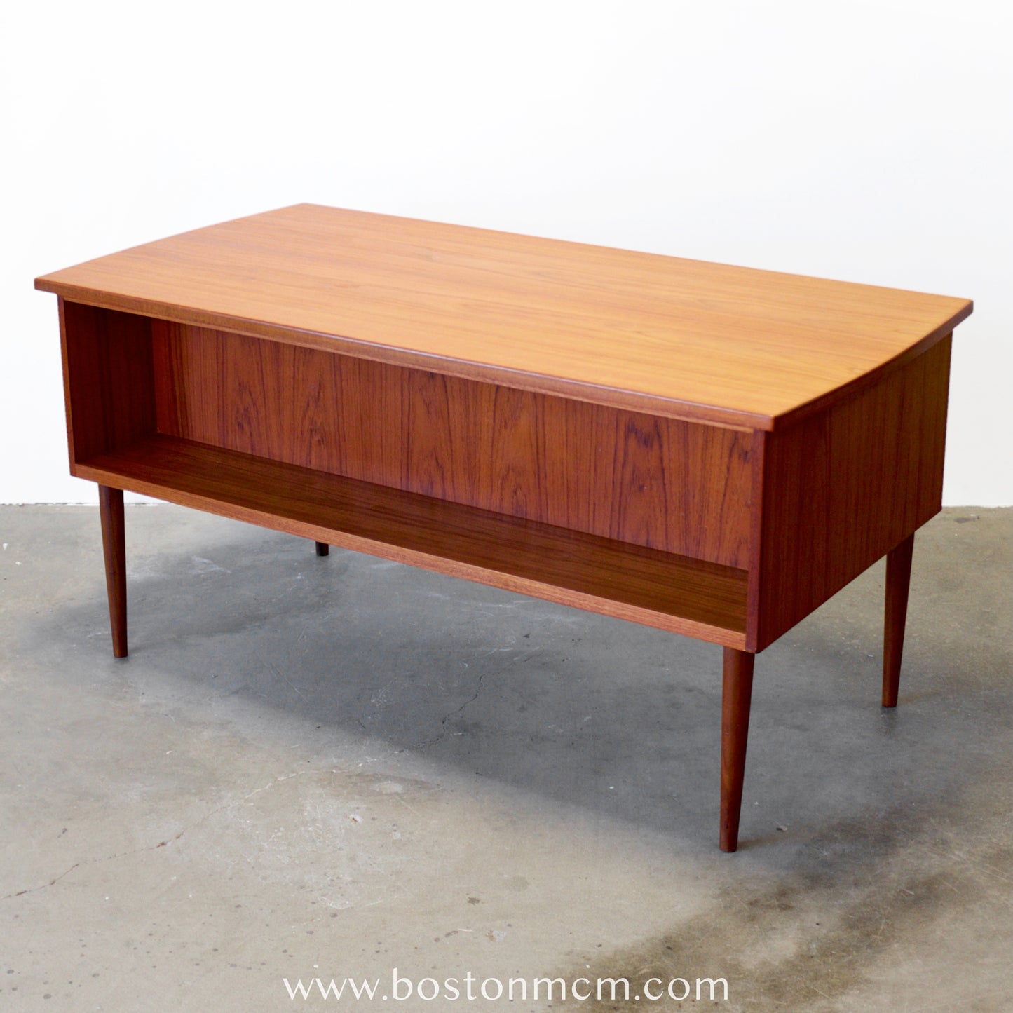 Danish Teak Desk with Curved Sides & Rear Storage - #A1510