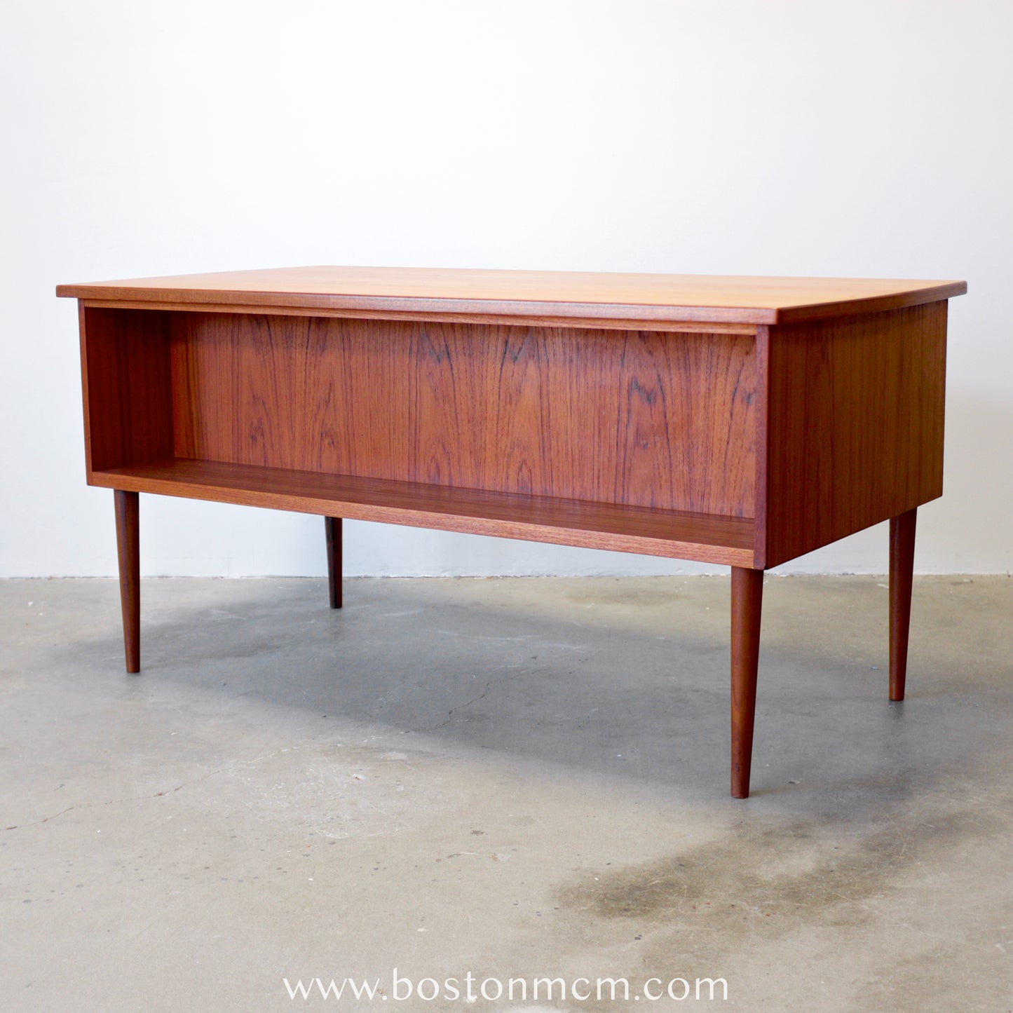 Danish Teak Desk with Curved Sides & Rear Storage - #A1510