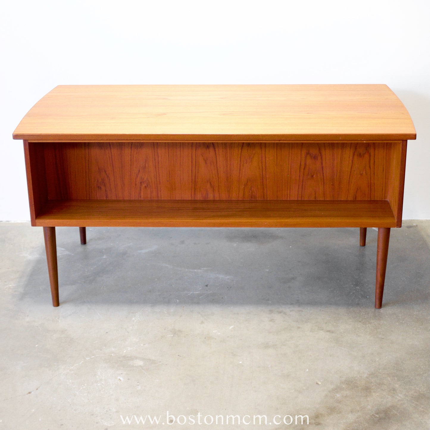 Danish Teak Desk with Curved Sides & Rear Storage - #A1510