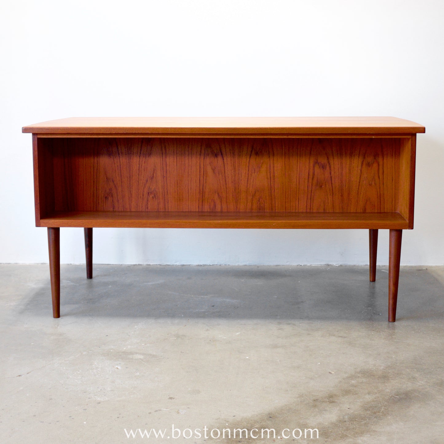 Danish Teak Desk with Curved Sides & Rear Storage - #A1510
