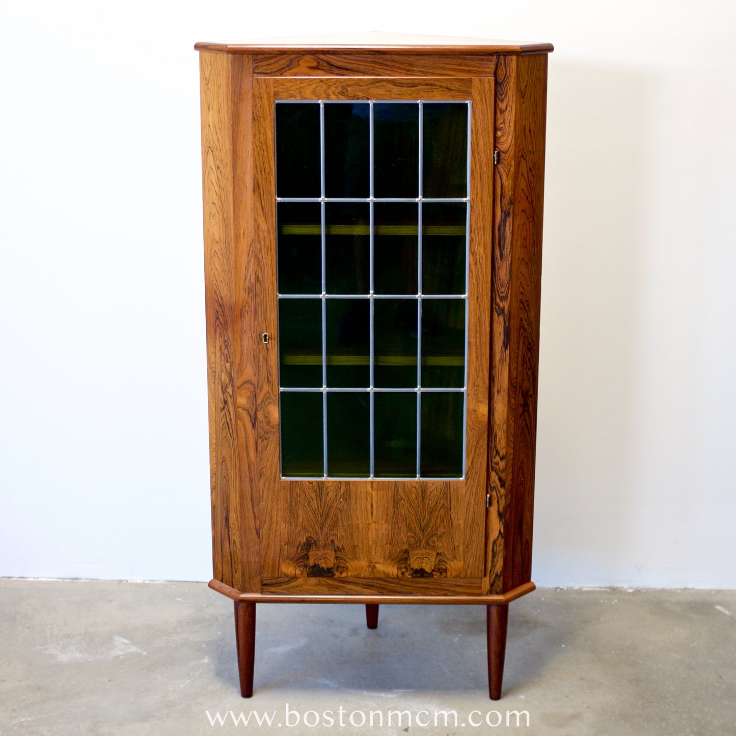 Valentinsen Møbelfabrik Rosewood Corner Cabinet with Stained Glass Door - #A1797