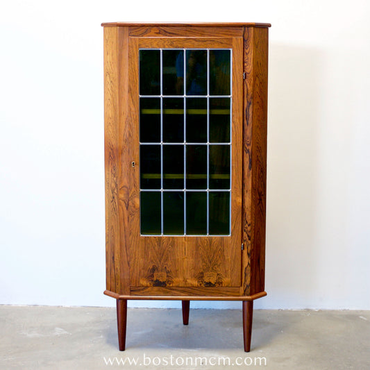 Valentinsen Møbelfabrik Rosewood Corner Cabinet with Stained Glass Door - #A1797