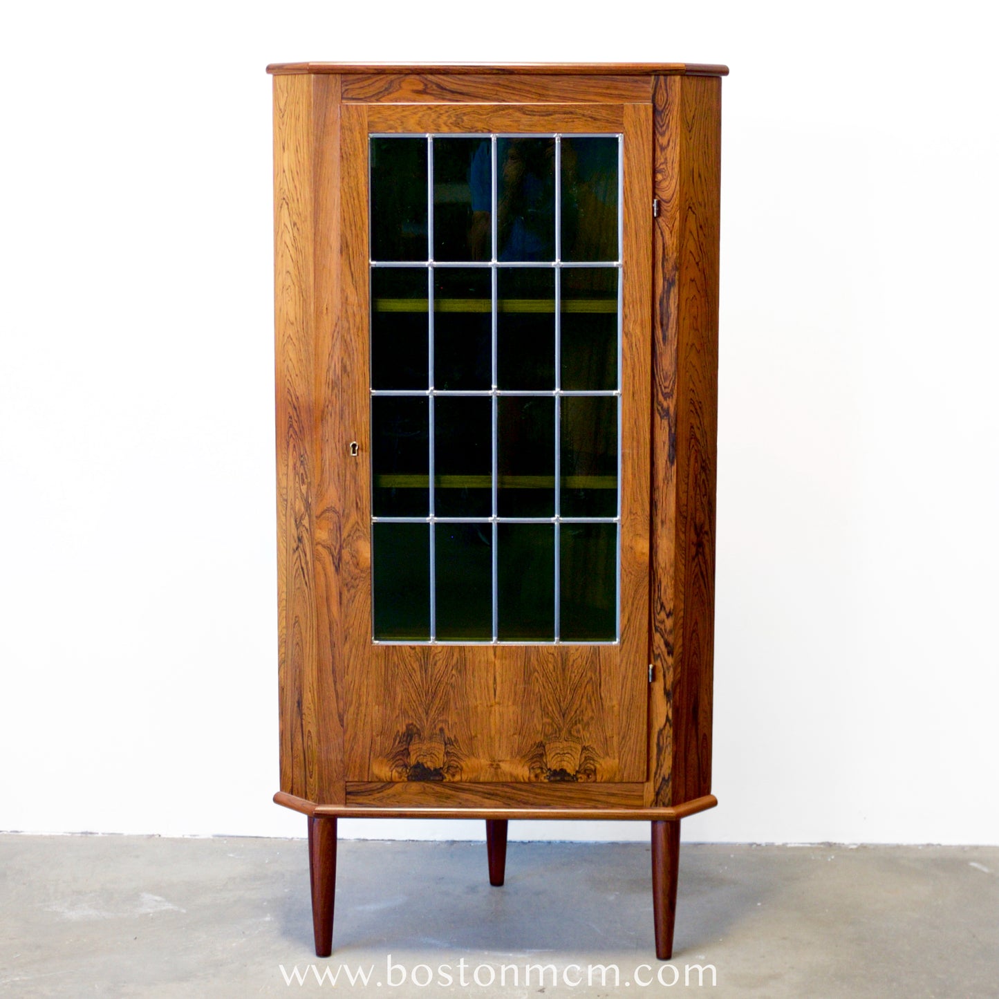 Valentinsen Møbelfabrik Rosewood Corner Cabinet with Stained Glass Door - #A1797