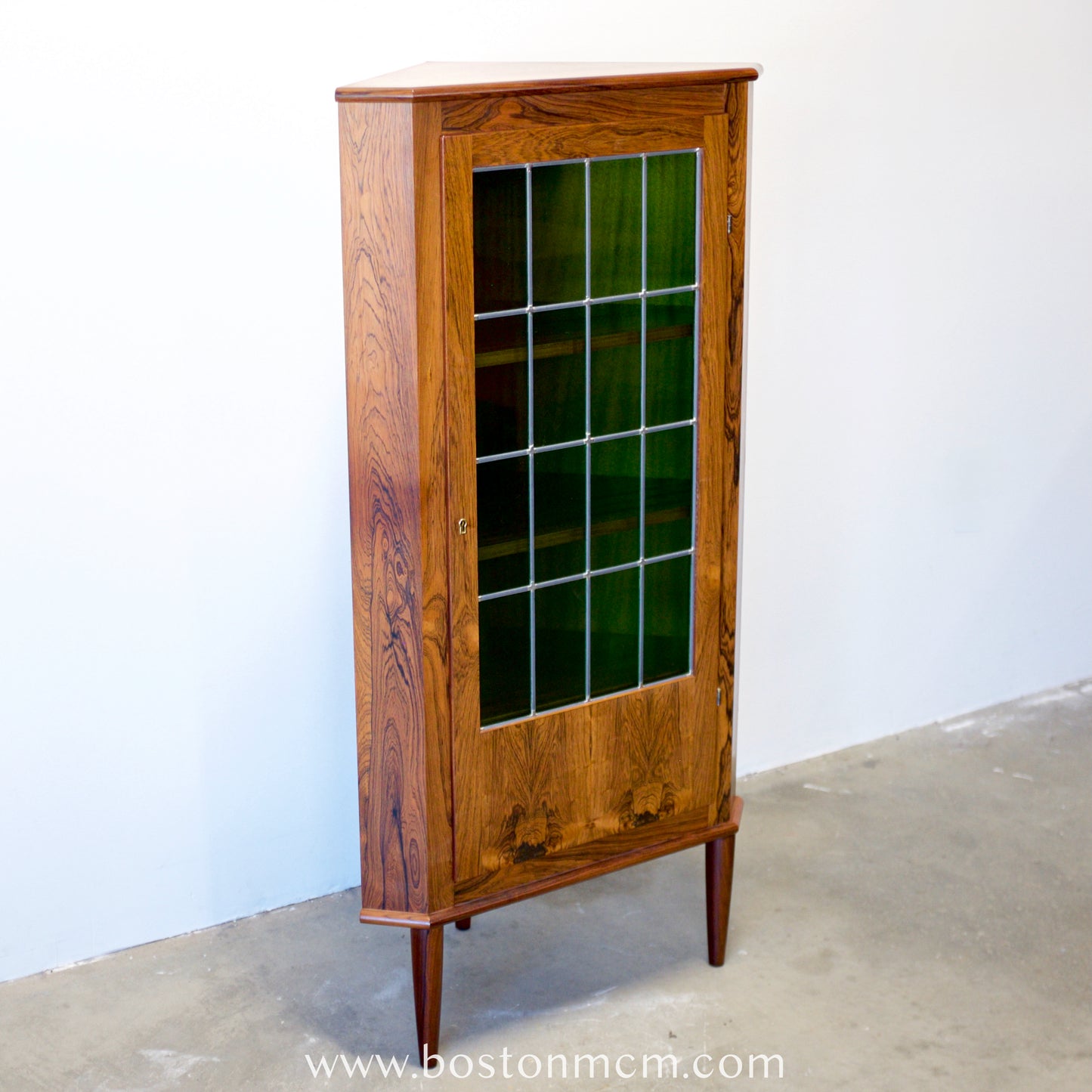 Valentinsen Møbelfabrik Rosewood Corner Cabinet with Stained Glass Door - #A1797
