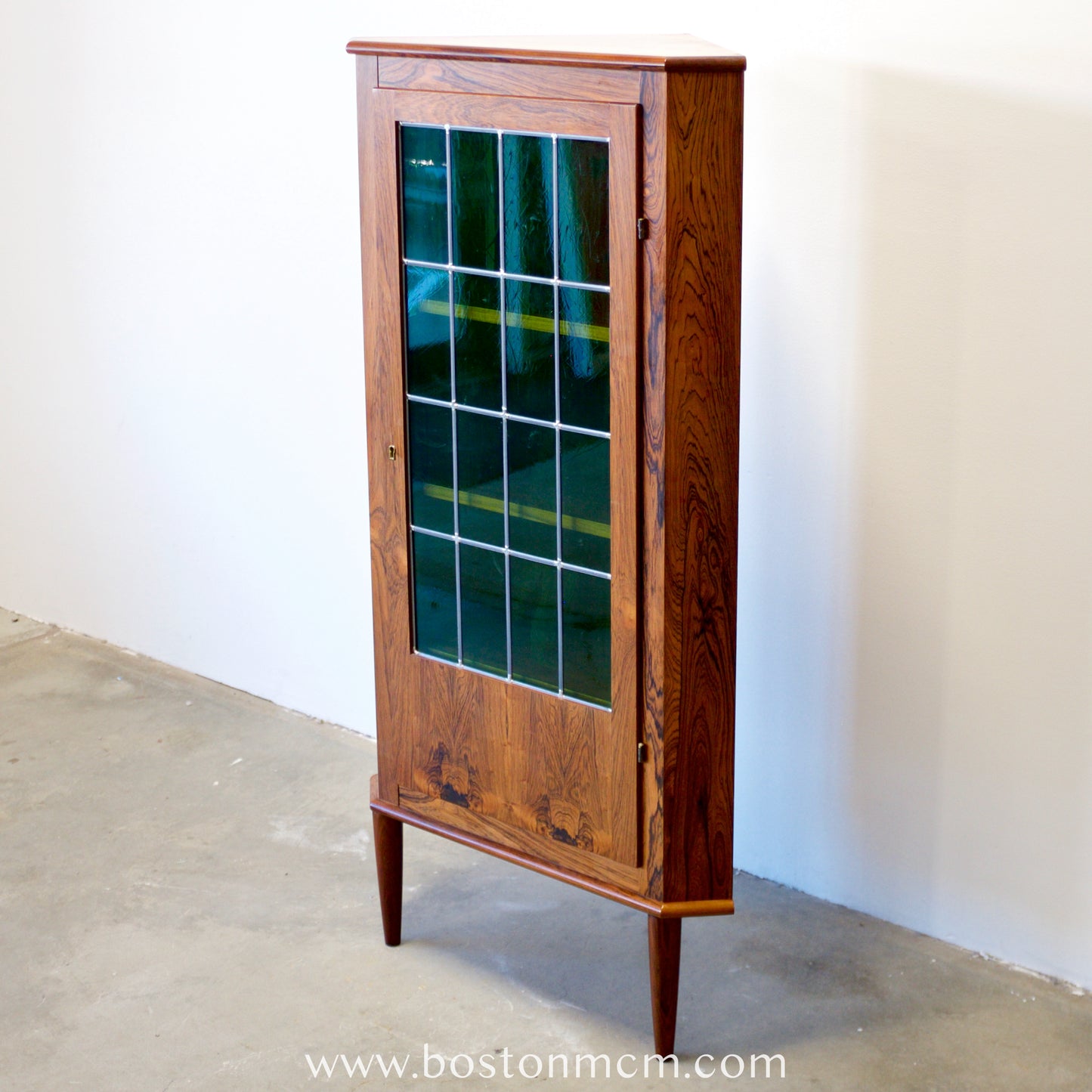Valentinsen Møbelfabrik Rosewood Corner Cabinet with Stained Glass Door - #A1797
