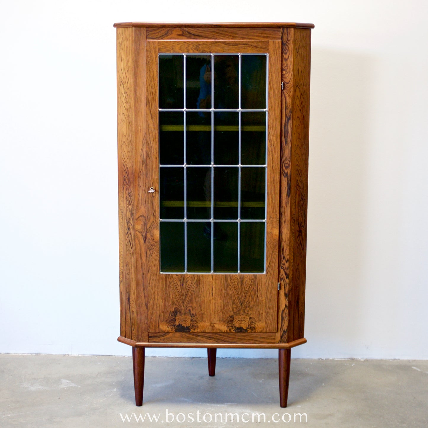 Valentinsen Møbelfabrik Rosewood Corner Cabinet with Stained Glass Door - #A1797