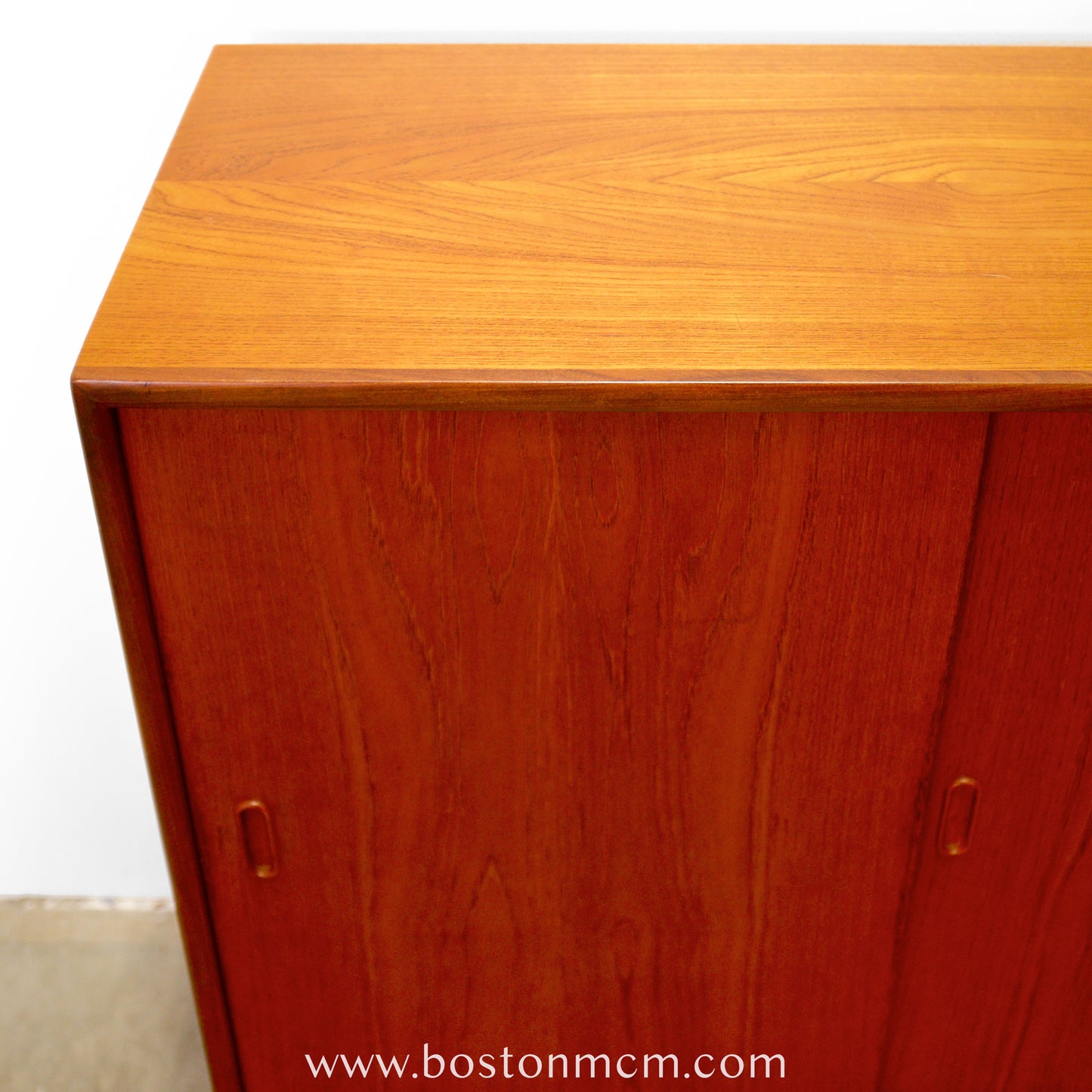 Danish Teak Tall Sideboard / Highboard with 3 Sliding Doors - #A1792