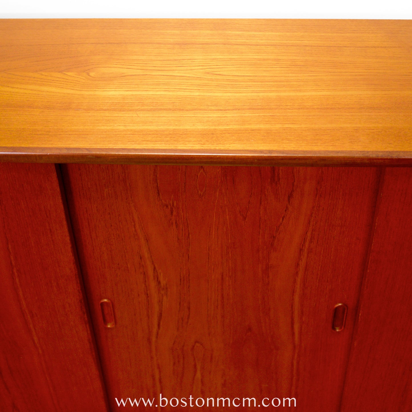 Danish Teak Tall Sideboard / Highboard with 3 Sliding Doors - #A1792