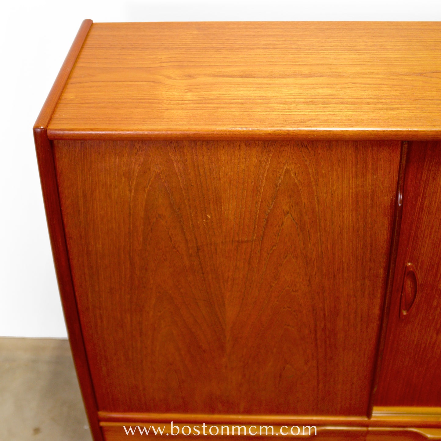 Danish Teak Tall Sideboard / Highboard with Curved Bow Front - #A1795