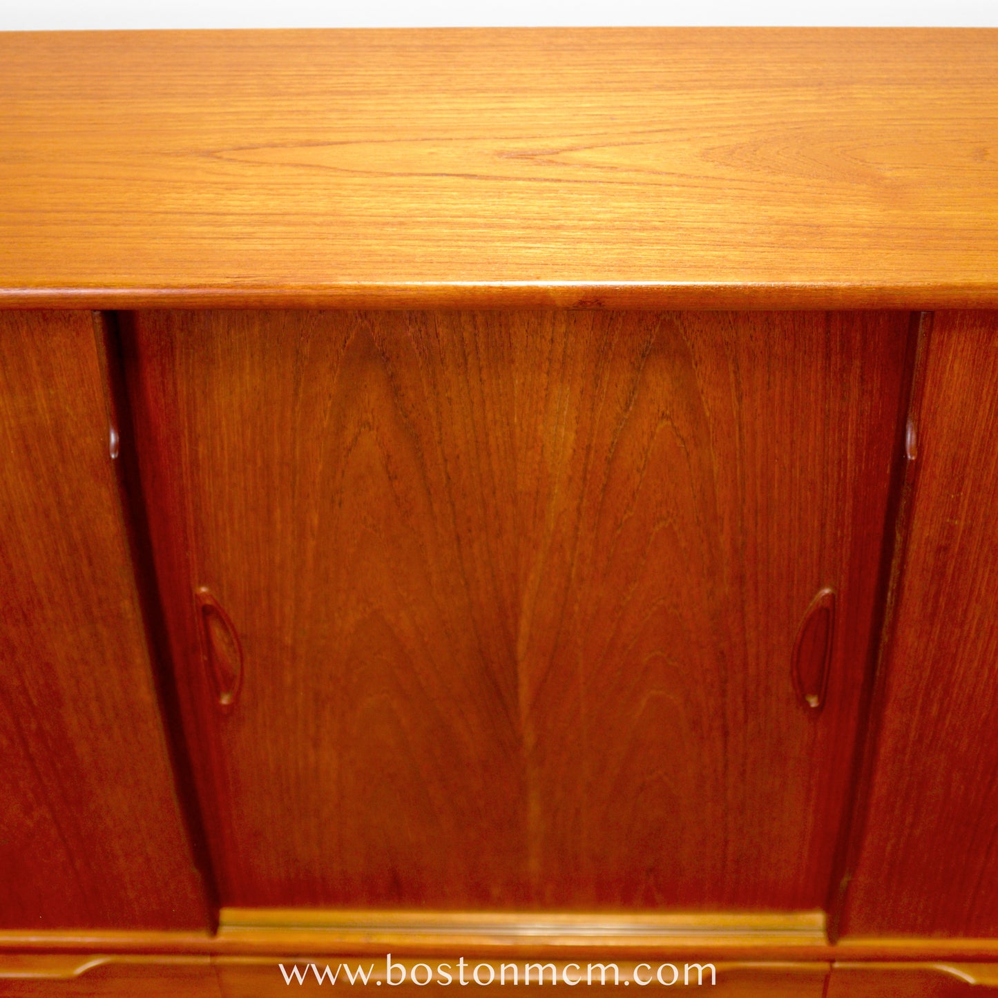 Danish Teak Tall Sideboard / Highboard with Curved Bow Front - #A1795