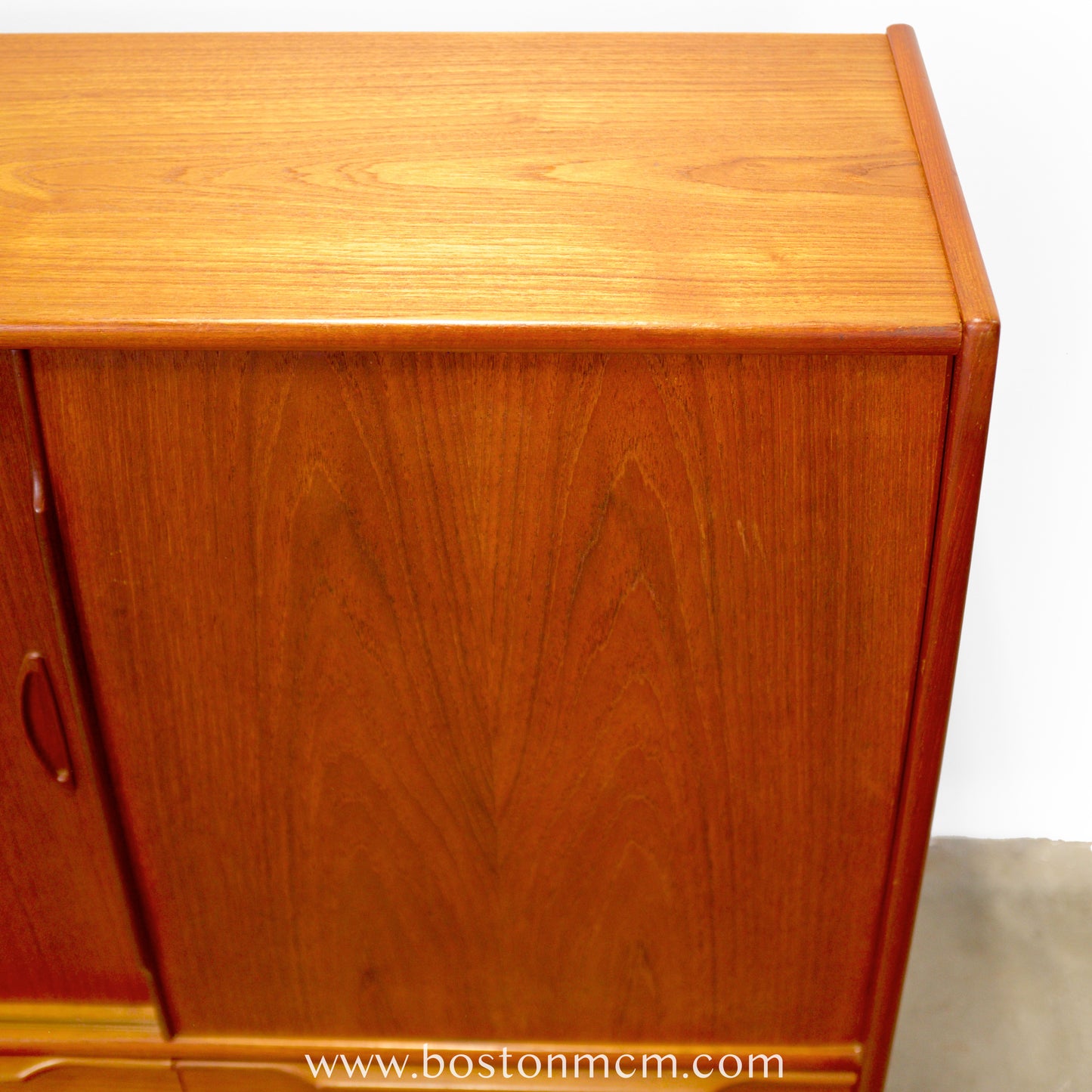 Danish Teak Tall Sideboard / Highboard with Curved Bow Front - #A1795