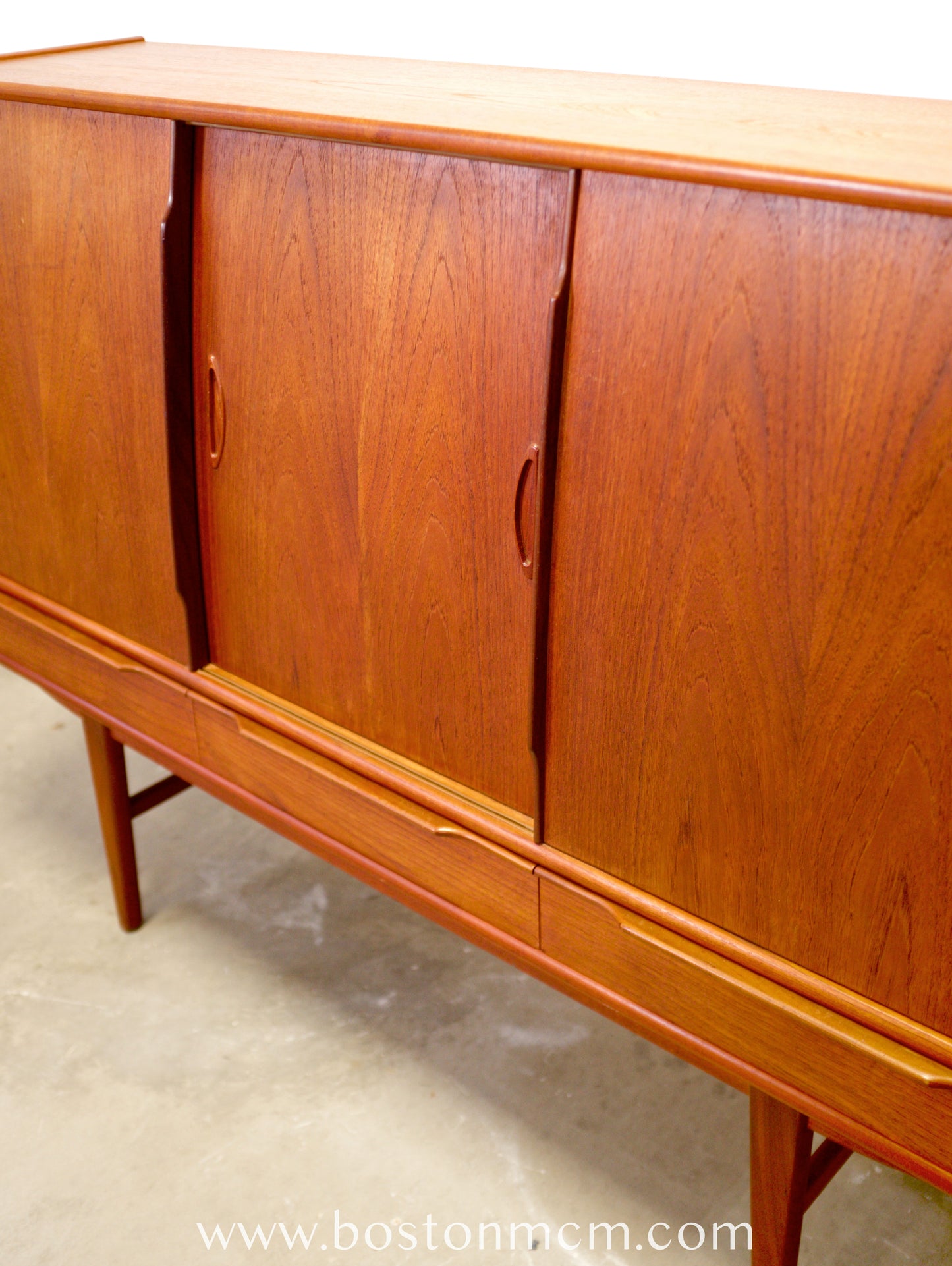 Danish Teak Tall Sideboard / Highboard with Curved Bow Front - #A1795