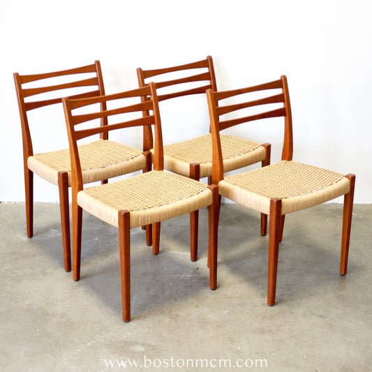 Svegards Markaryd Set of 4 Teak Dining Chairs with Danish Cord Seats - #A99