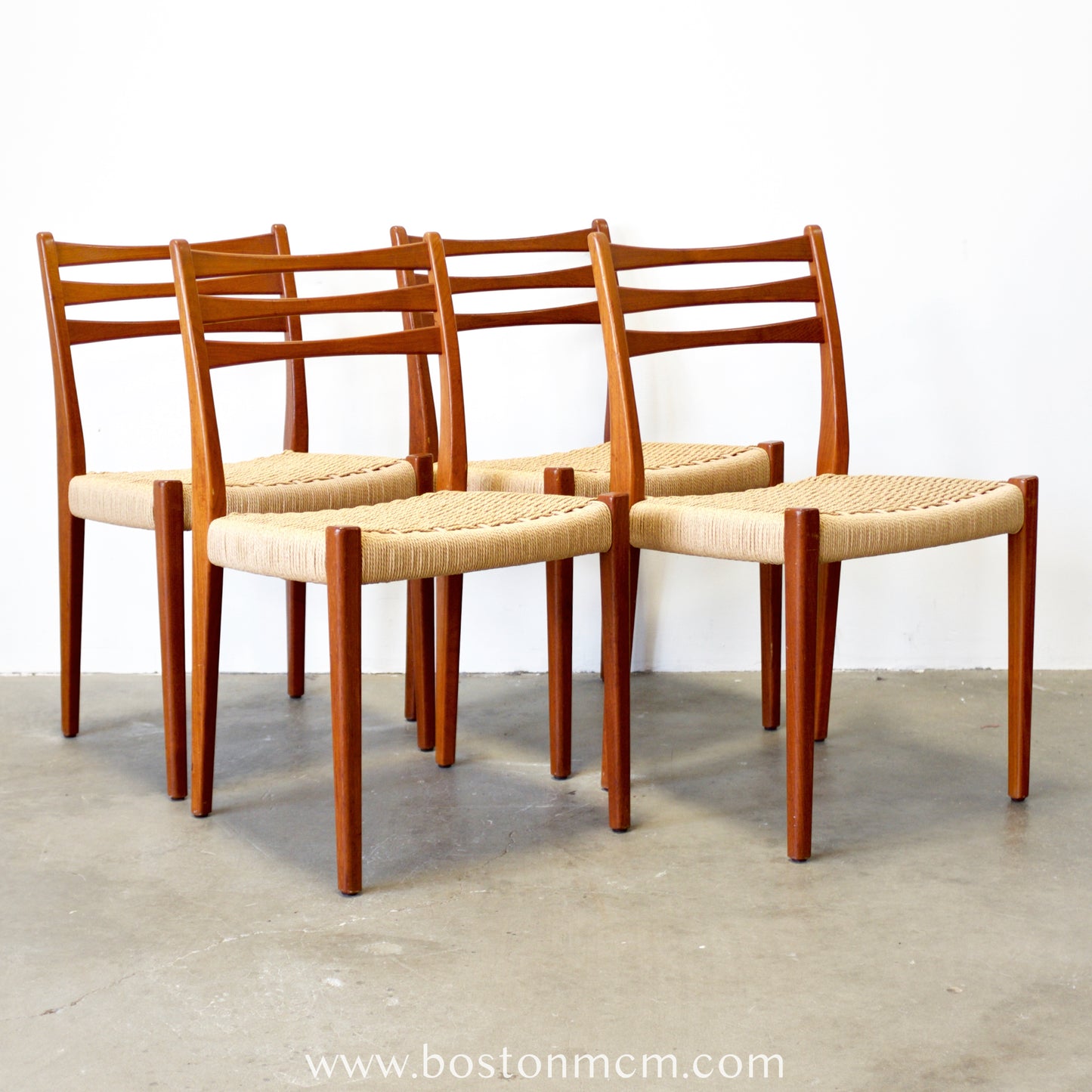 Svegards Markaryd Set of 4 Teak Dining Chairs with Danish Cord Seats - #A99
