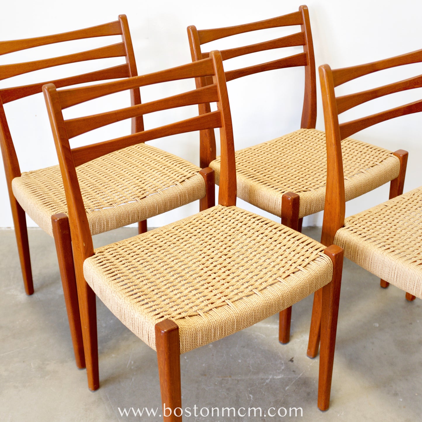 Svegards Markaryd Set of 4 Teak Dining Chairs with Danish Cord Seats - #A99