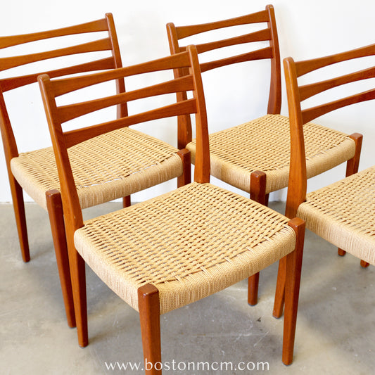 Svegards Markaryd Set of 4 Teak Dining Chairs with Danish Cord Seats - #A99