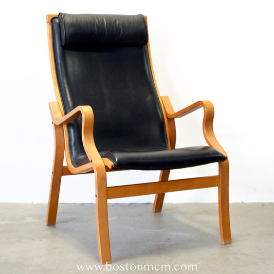 Skovby Møbelfabrik "Bern" Bentwood Beech Armchair with Leather Upholstery - #A2194
