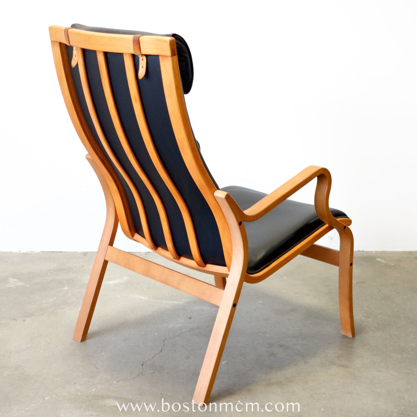 Skovby Møbelfabrik "Bern" Bentwood Beech Armchair with Leather Upholstery - #A2194