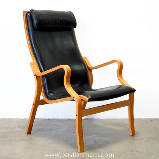 Skovby Møbelfabrik "Bern" Bentwood Beech Armchair with Leather Upholstery - #A2195