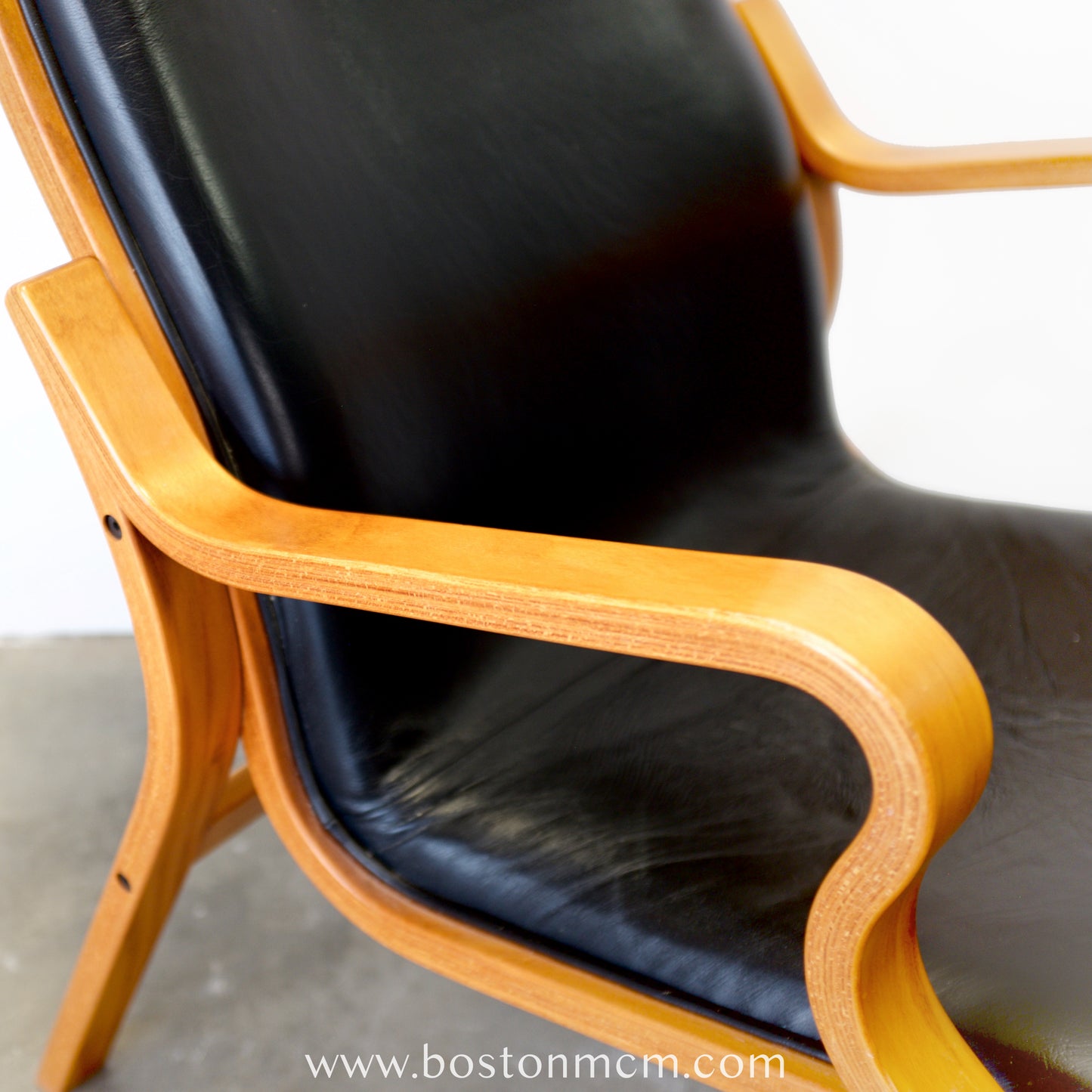 Skovby Møbelfabrik "Bern" Bentwood Beech Armchair with Leather Upholstery - #A2195