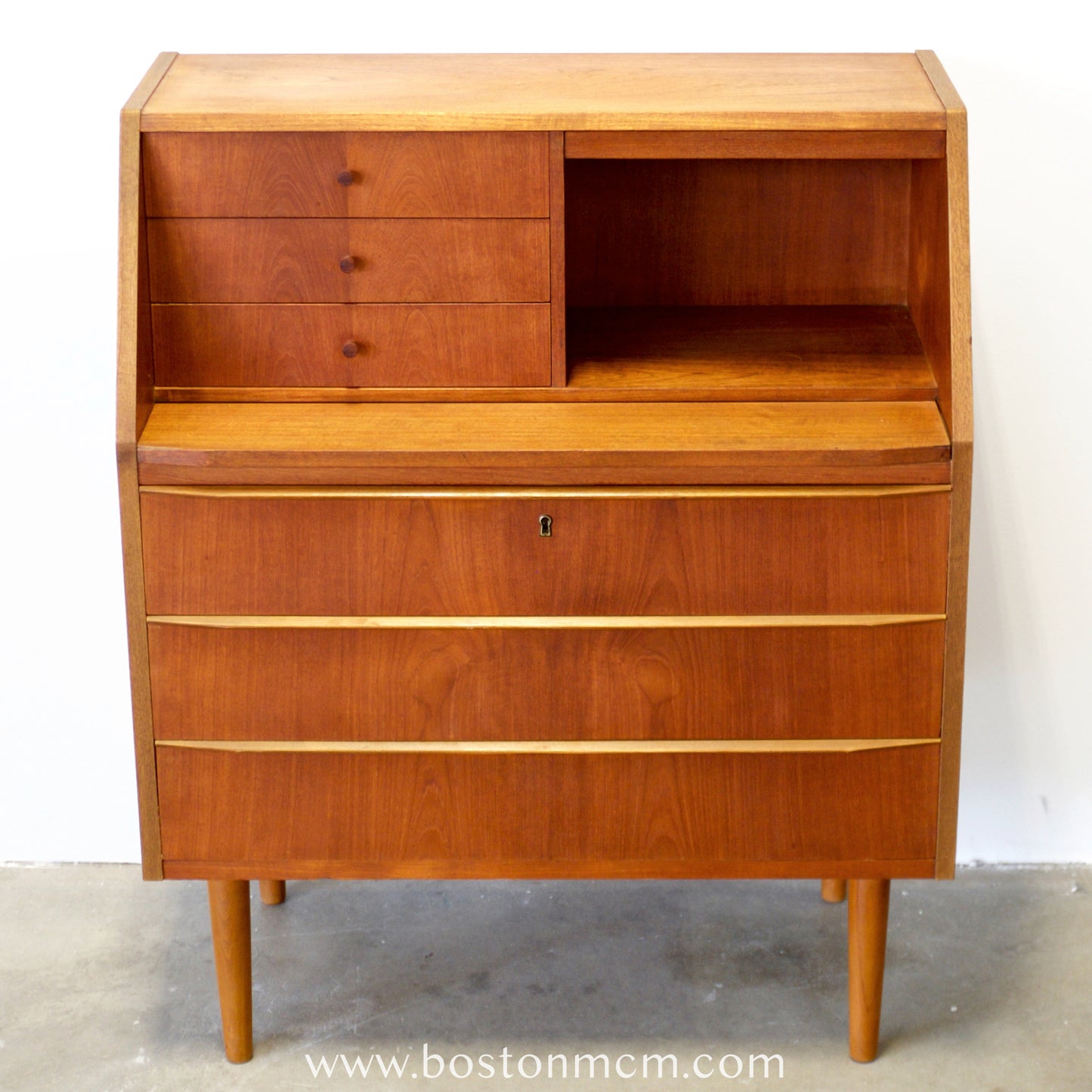 Danish Teak Secretary Desk with Hidden Vanity - #A1774
